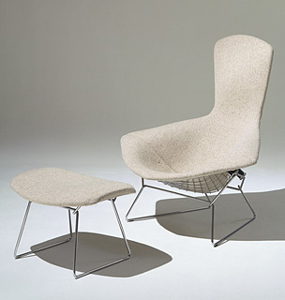 Bertoia Bird high-back chair and ottoman